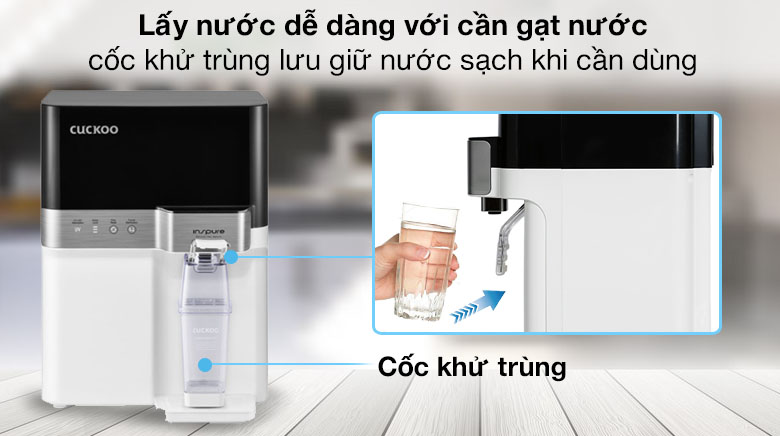 Trang bị cốc khử trùng - Máy lọc nước RO Cuckoo CP-RRP701MBK 4 lõi