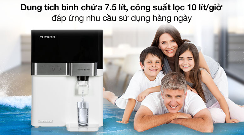 Công suất lọc nước 10 lít/giờ - Máy lọc nước RO Cuckoo CP-RRP701MBK 4 lõi