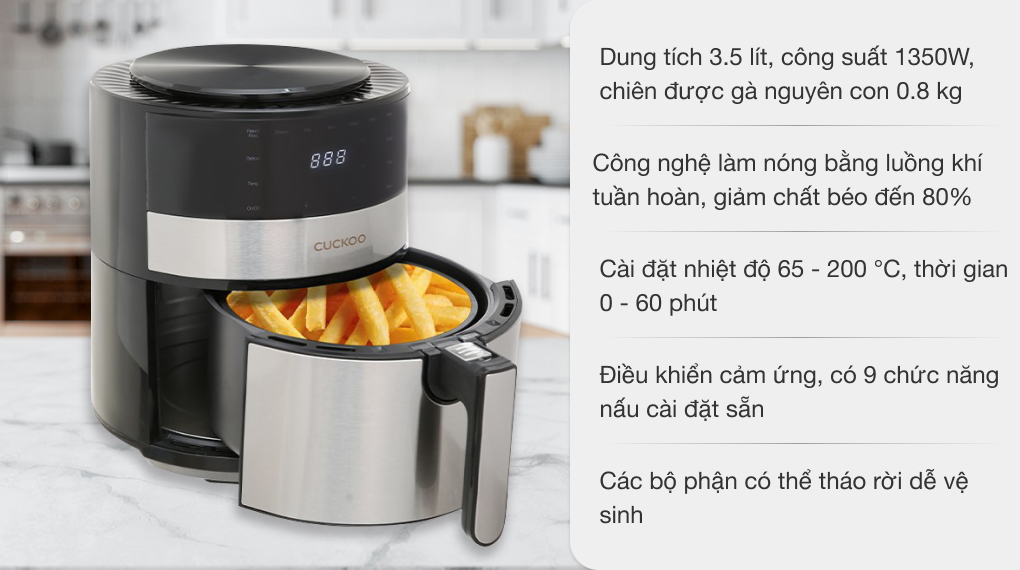 NỒI CHIÊN KHÔNG DẦU CUCKOO CAF-F0410T/BKVNCV MÀU ĐEN 3,5L 1