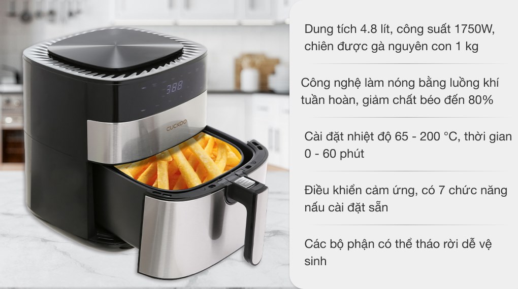 NỒI CHIÊN KHÔNG DẦU CUCKOO CAF-G0510T/BKVNCV MÀU ĐEN 4,8L 2