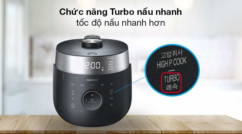 Nồi cơm cao tần Cuckoo 1.08 lít CRP-LHTR0609F/BKSIVNCV - Chức năng Turbo nấu nhanh cho cơm nấu chín nhanh hơn