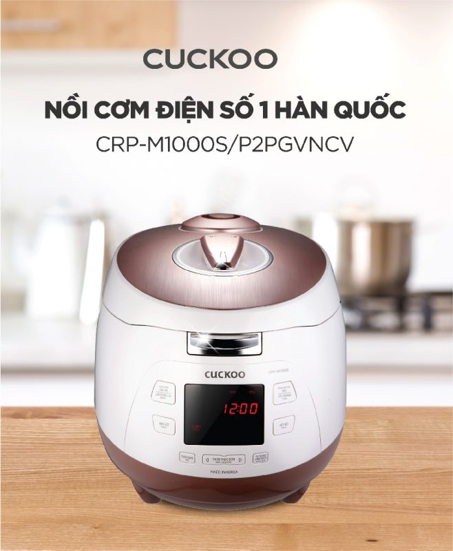 Nồi cơm áp suất điện tử CUCKOO CRP-M1000S/P2PGVNCV MÀU TRẮNG HỒNG DUNG TÍCH 1.8L