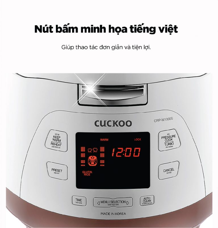 Nồi cơm áp suất điện tử CUCKOO CRP-M1000S/P2PGVNCV MÀU TRẮNG HỒNG DUNG TÍCH 1.8L 3