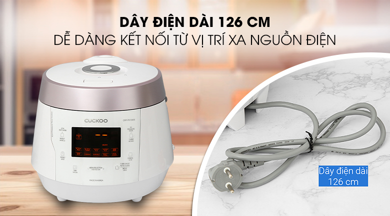 Dây điện dài 126 cm - Nồi cơm điện tử Cuckoo CRP-PK1000S 1.8 lít