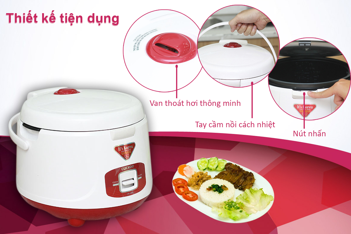 Nồi cơm điện CUCKOO CR-1055/WHRDVNCV MÀU TRẮNG ĐỎ DUNG TÍCH 1.8L 1