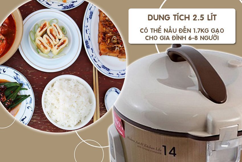 Nồi cơm điện CUCKOO CR-1413/GOIVVNCV MÀU VÀNG DUNG TÍCH 2.5L 1