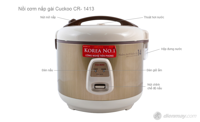 Nồi cơm điện CUCKOO CR-1413/GOIVVNCV MÀU VÀNG DUNG TÍCH 2.5L 3