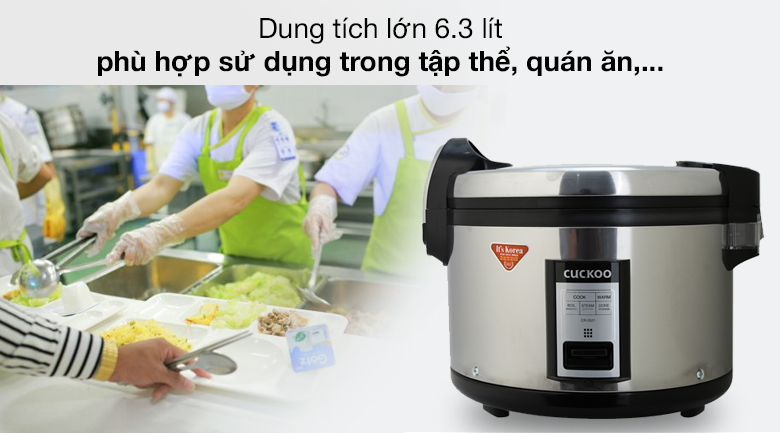 Dung tích - Nồi cơm công nghiệp nắp gài Cuckoo 6.3 lít CR-3521/BKSTVNCV