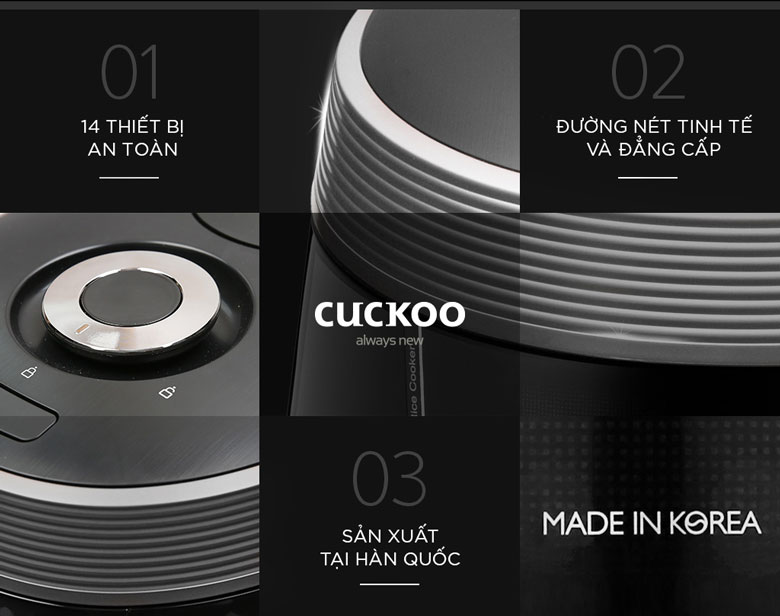 Nồi cơm áp suất điện tử Cuckoo 1.8 lít CRP-QW1000F/SIBKVNCV - Thiết kế sang trọng, tinh tế