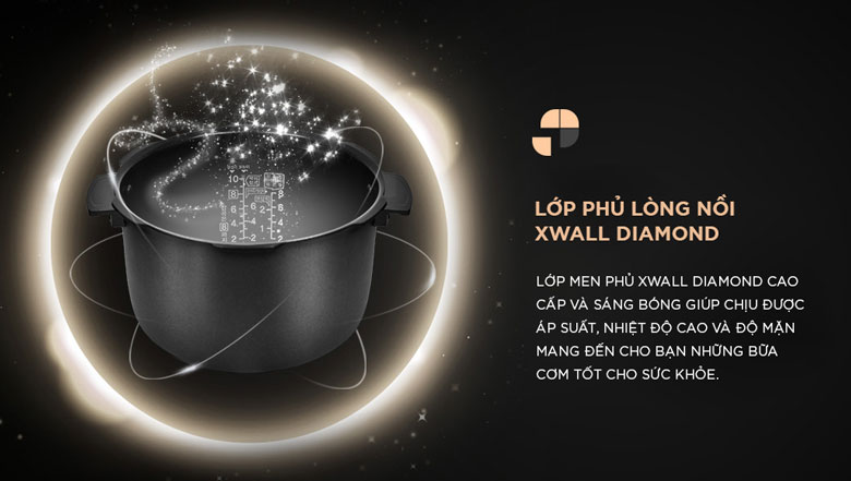 Nồi cơm áp suất điện tử Cuckoo 1.8 lít CRP-QW1000F/SIBKVNCV - Phủ lòng nồi Xwall Diamond